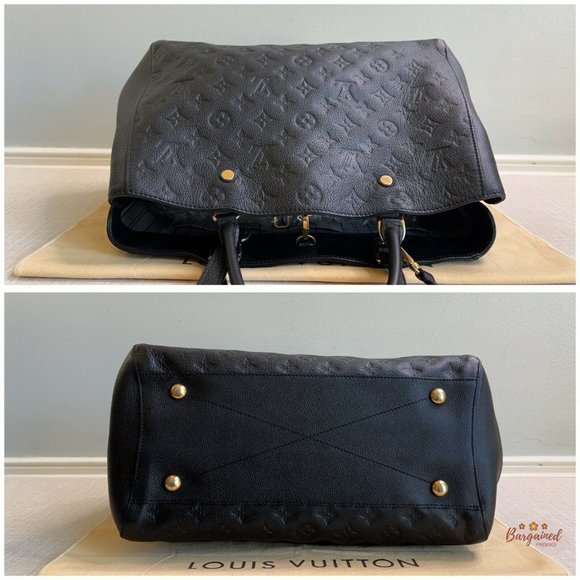 Authentic LOUIS VUITTON Black Monogram Empreinte Montaigne GM Bag W/ Strap - Picture 8 of 13